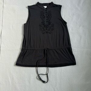 Charter Club Sleeveless Top with Embroidery in Front. Size M